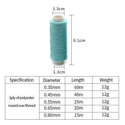 手で縫った革 9層丸いワックス糸 12g 100%ポリエステル縫製糸 スプーン糸タイプ