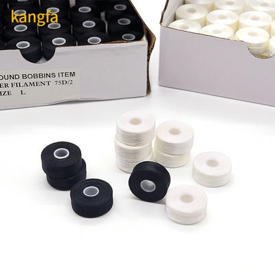 144pcs/Box 白/黒 75D/2 100%ポリエステル 前編みボビン 糸 L型 側より少ない