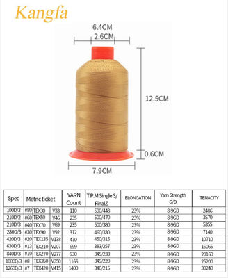 275g/コーン TEX135 結合ナイロン重用縫製糸 編み物プロジェクトに最適