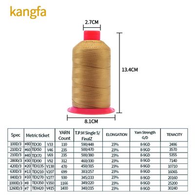 250g/コーン Tex70 中型重用 粘着ナイロン糸 キャンバス テープ縫い